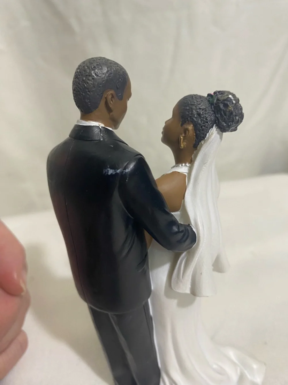 African American Wedding Cake Topper Bride Groom Figurine Black Couple 6”